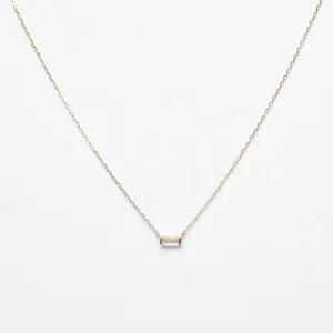 Elsa CZ Baguette Pendant 14k Solid Gold Necklace