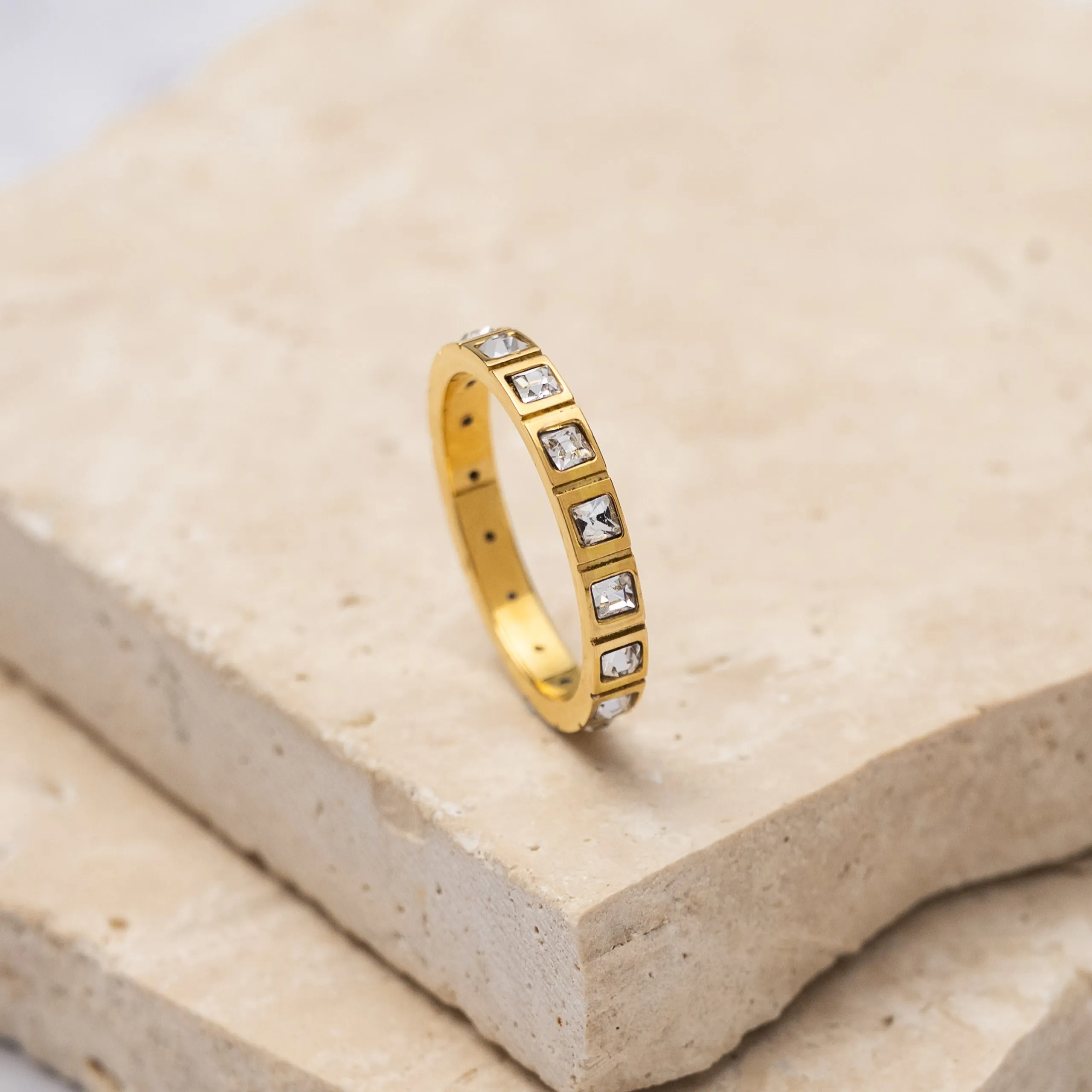 Emilia 18k gold plated cubic zirconia ring