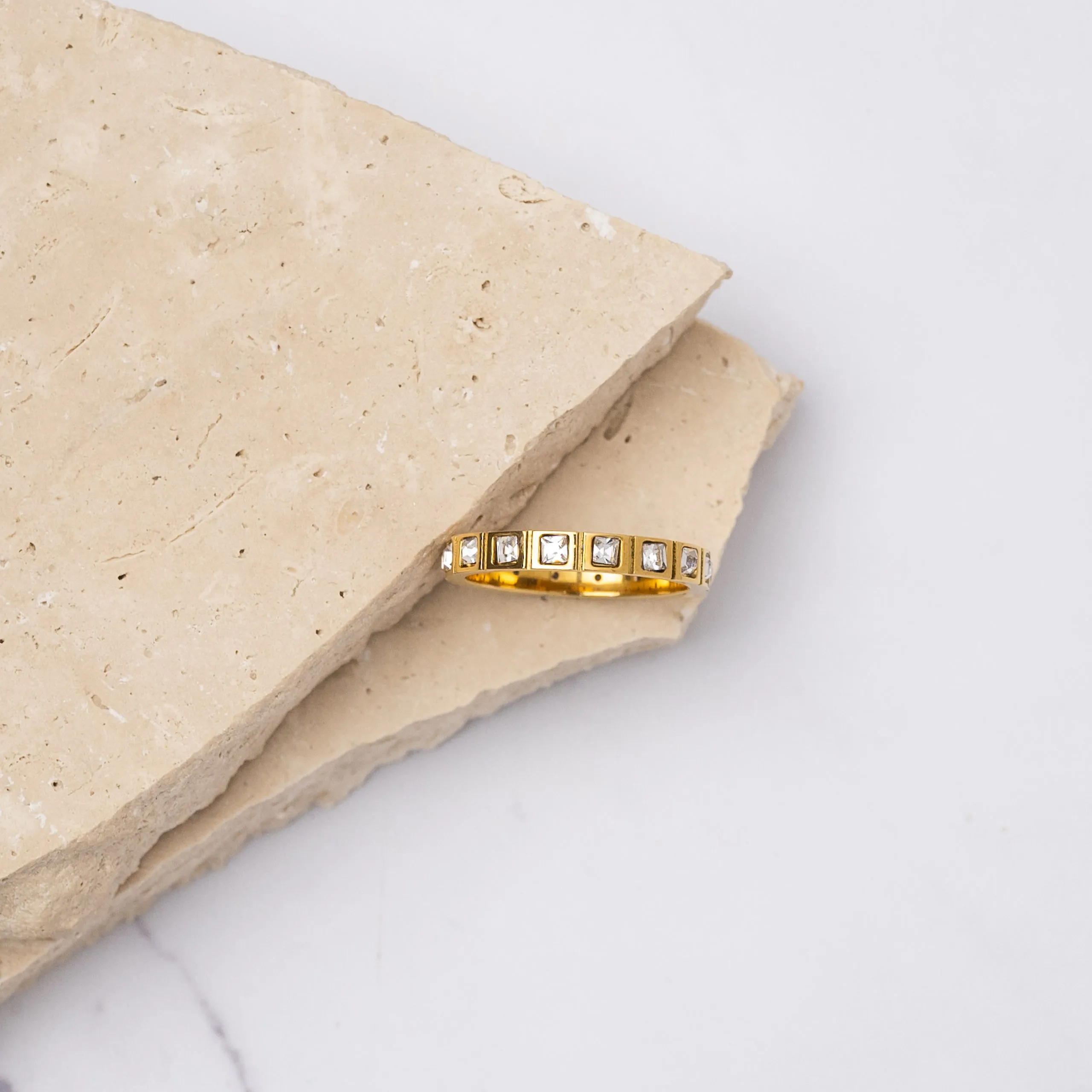 Emilia 18k gold plated cubic zirconia ring