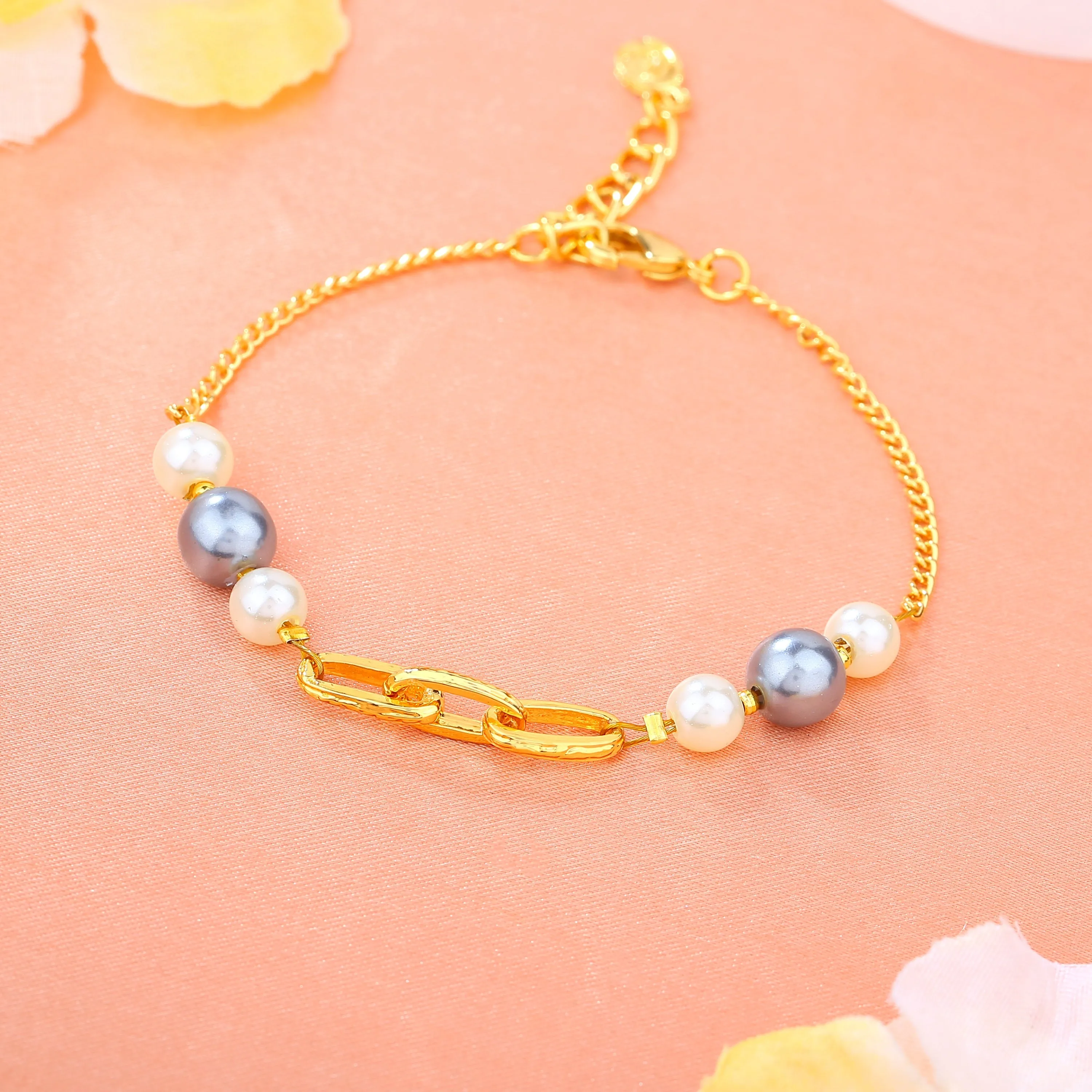 Estele Gold Plated Classic Pearl Bracelet for Women