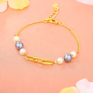 Estele Gold Plated Classic Pearl Bracelet for Women