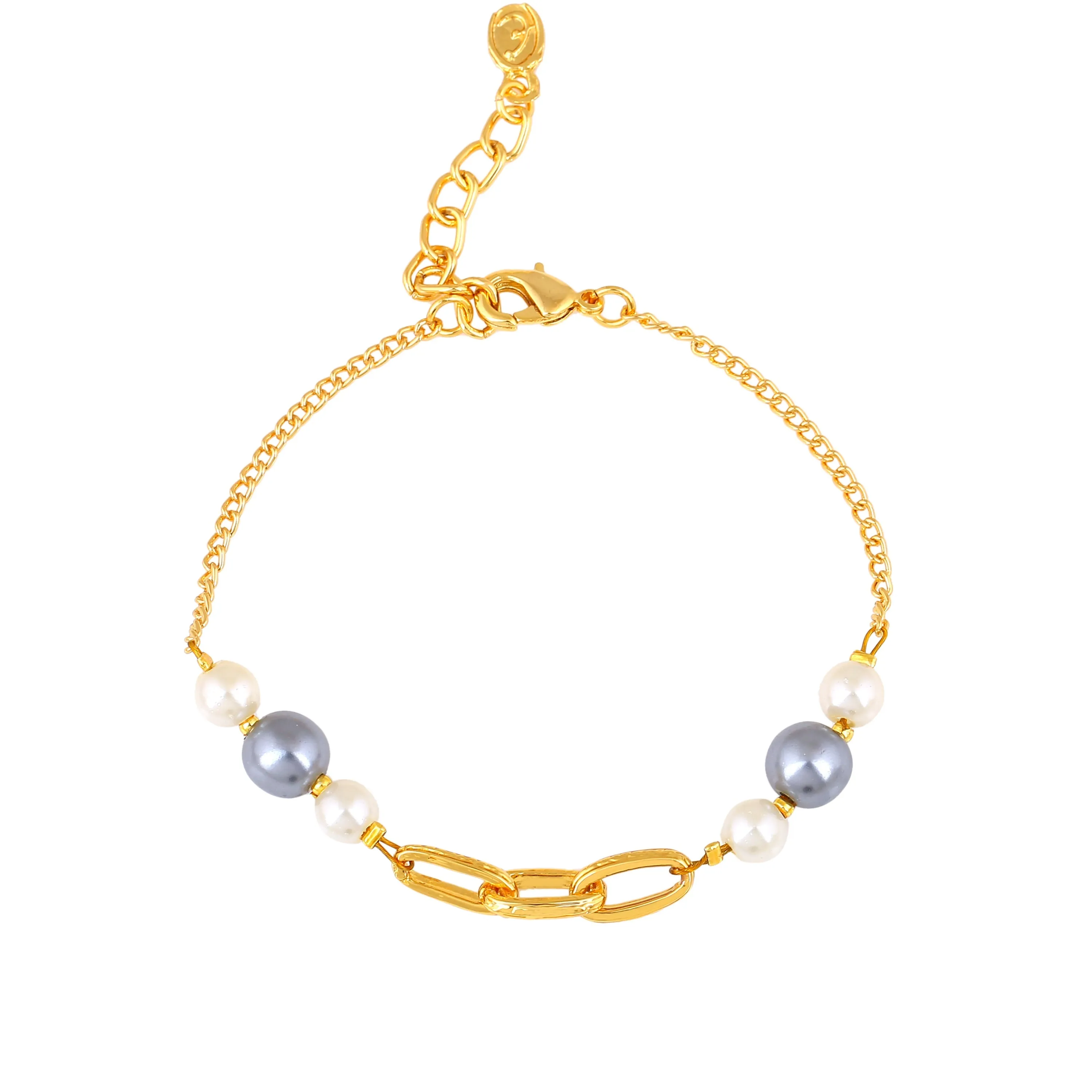 Estele Gold Plated Classic Pearl Bracelet for Women