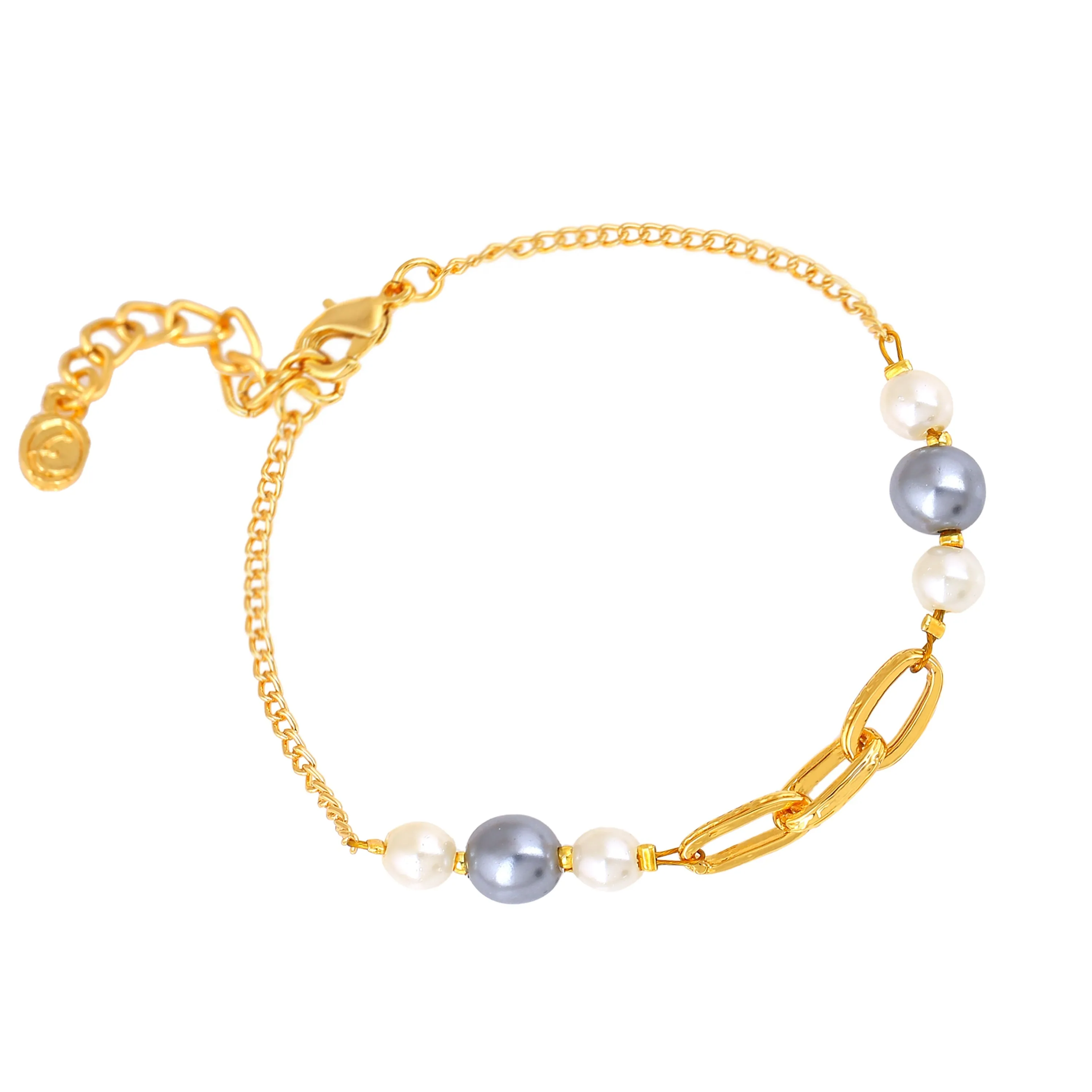 Estele Gold Plated Classic Pearl Bracelet for Women