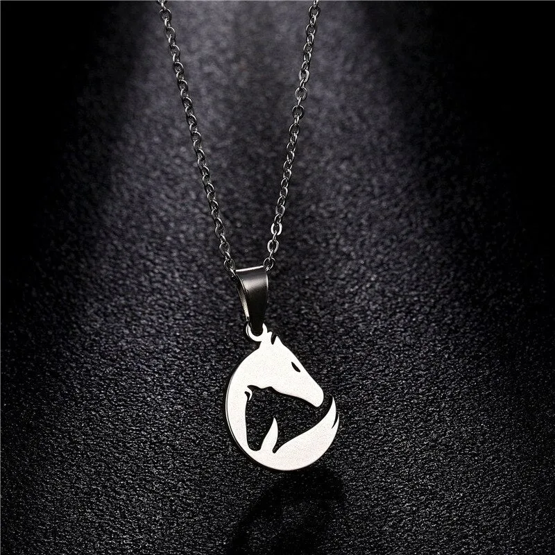 Exclusive Hollow Double Horse Necklace