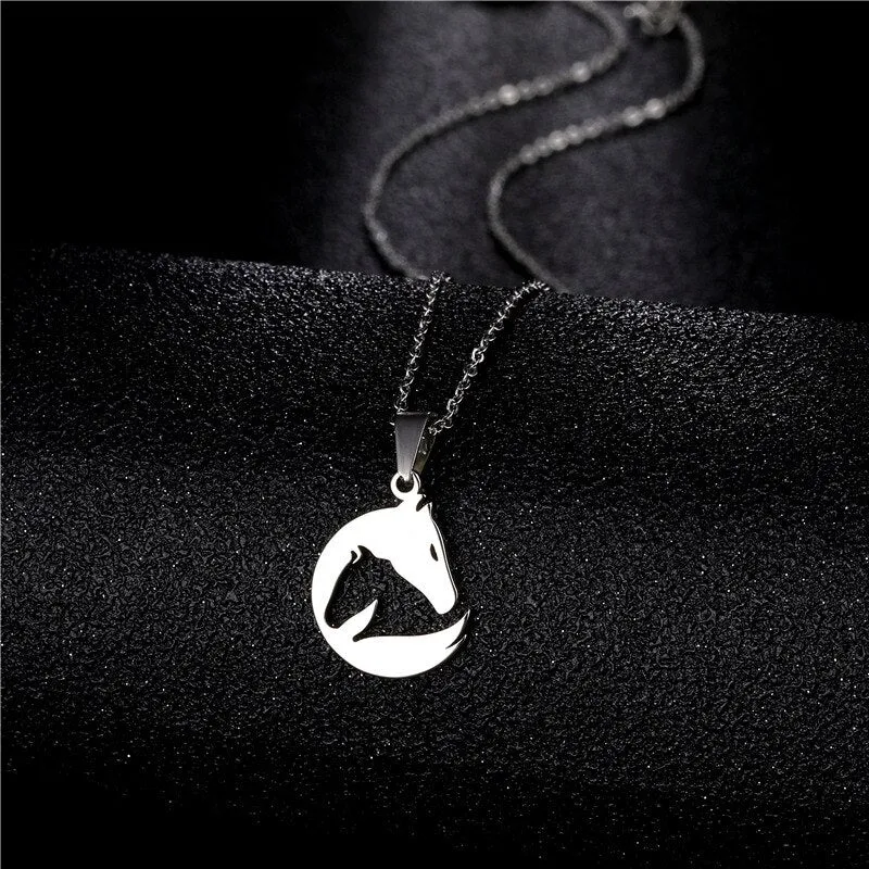 Exclusive Hollow Double Horse Necklace