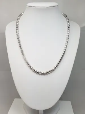 Fashionable 18" Adjustable 18k White Gold Hollow Bead Necklace