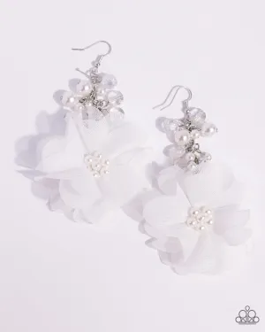 Fashionable Flower Girl - White Earrings