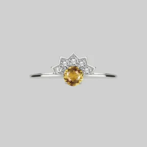 FLAPPER. Citrine Sunburst Silver Ring