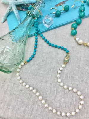 Freshwater Pearls & Turquoise Multi-Way Necklace CN020