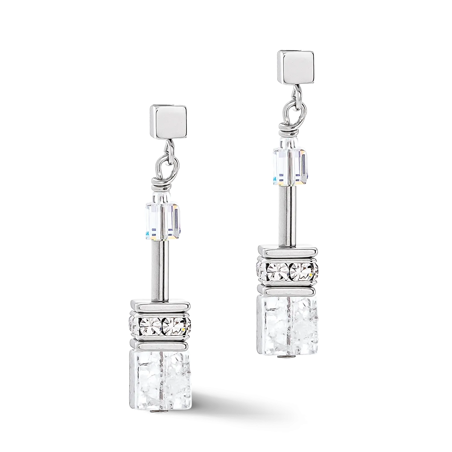 GeoCUBE® Iconic Nature earrings silver-white