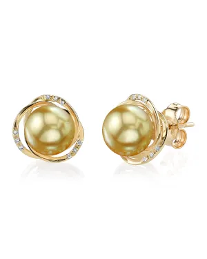 Golden South Sea Pearl and Diamond Khilana Earrings