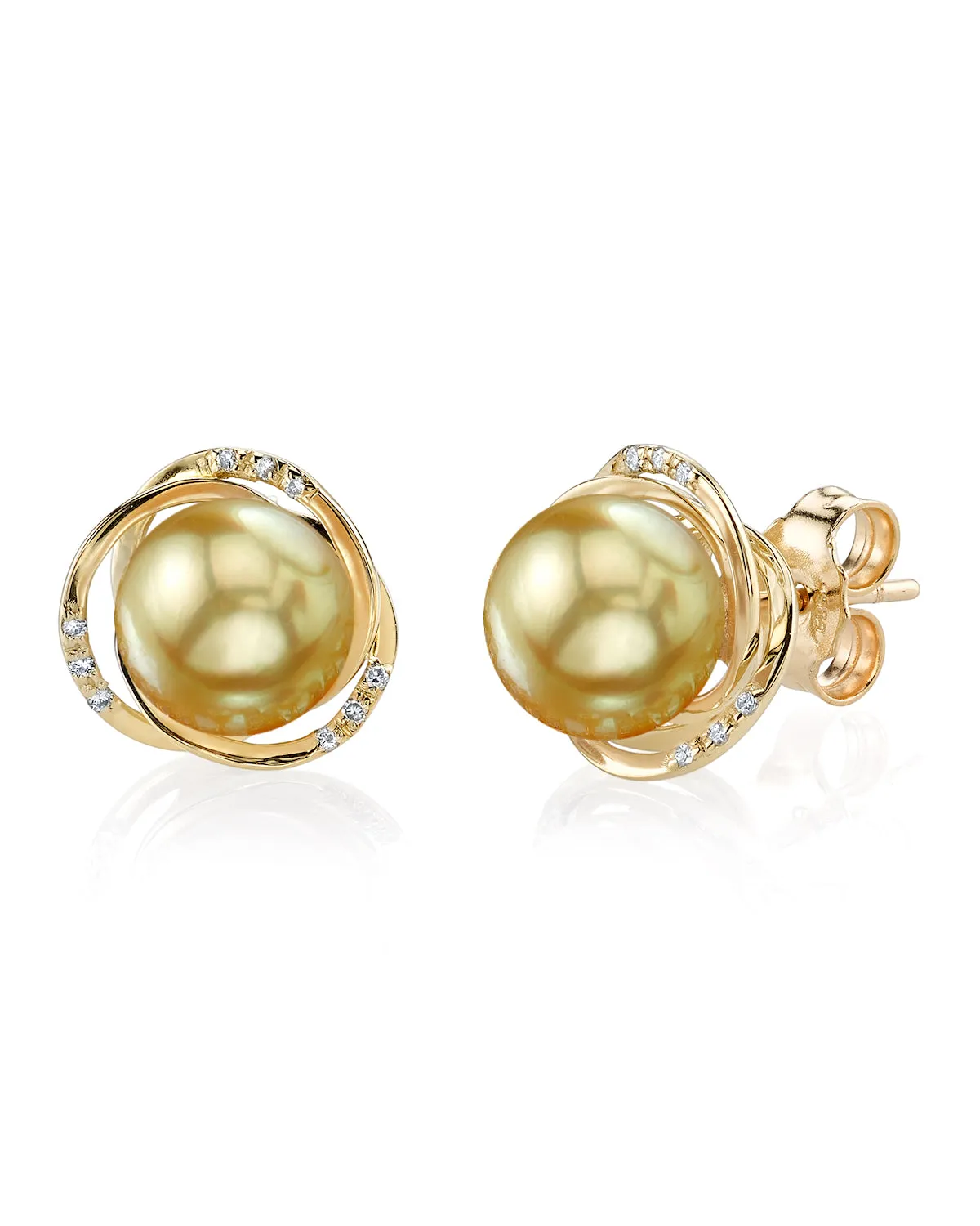 Golden South Sea Pearl and Diamond Khilana Earrings