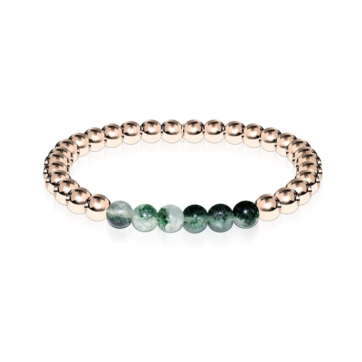 Grateful | 18k Rose Gold | Green Leaf Agate | Gemstone Expression Bracelet