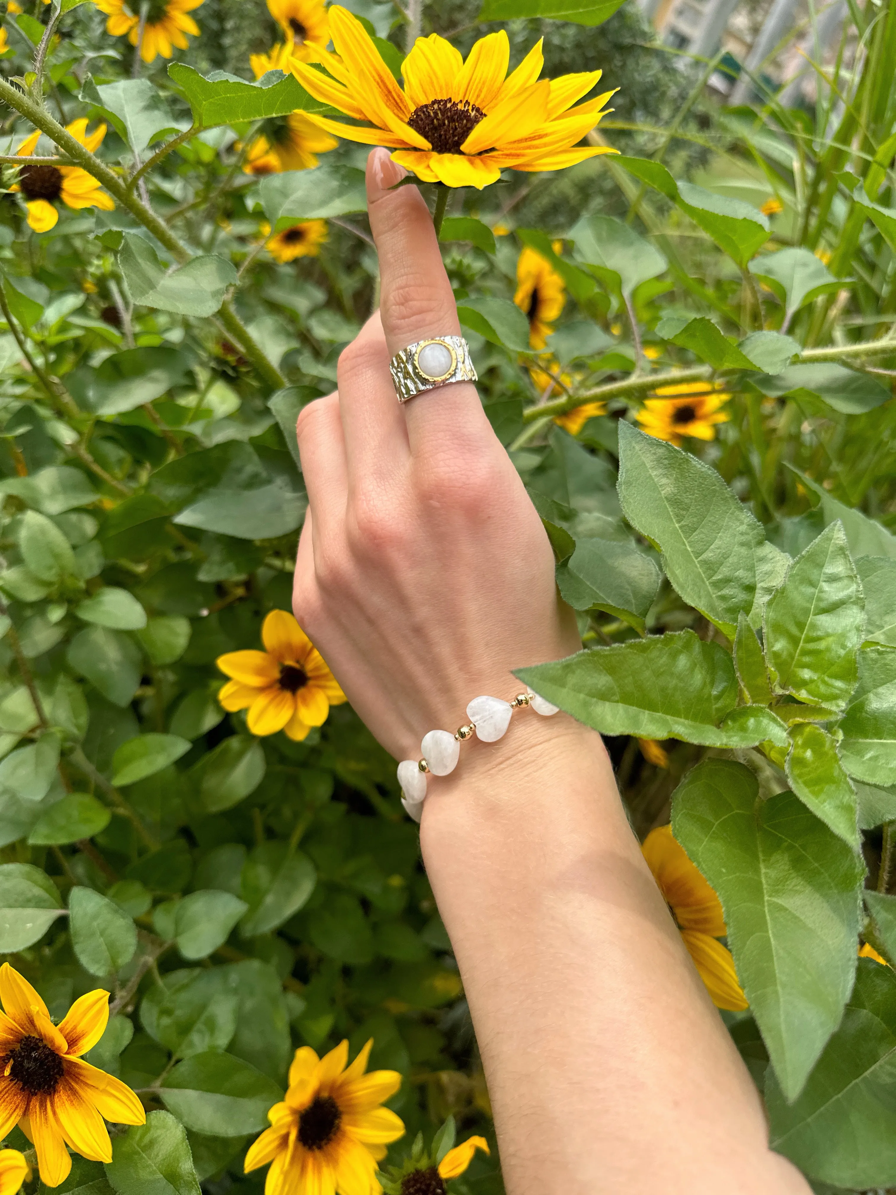 Heart Shaped Moonstone Adjustable Bracelet LB017