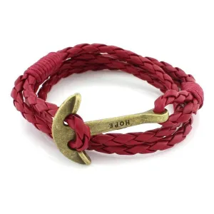 Hope Bronze Anchor Leather Bracelet