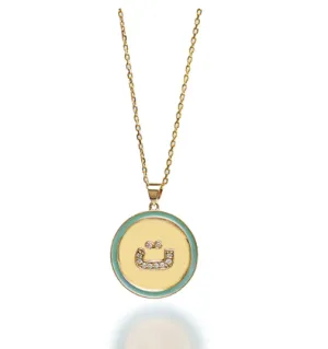 Initial & Diamond Coin Necklace.