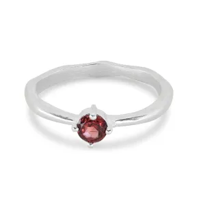 January Garnet Silver Birthstone Ring