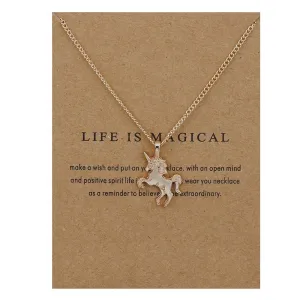 Life Is Magical Unicorn Horse Necklace