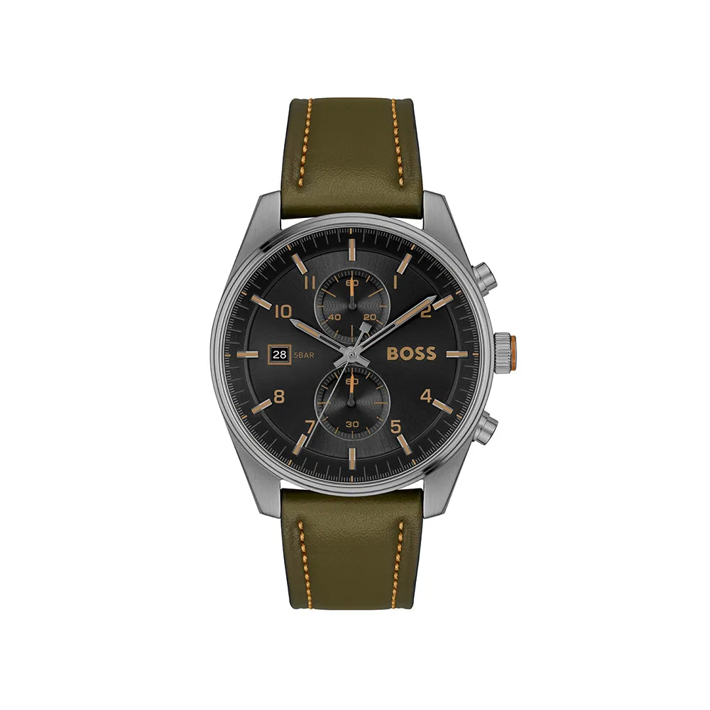 Men Skytraveller Black Sunray 44mm Watch