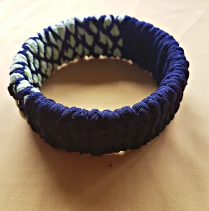 Navy Blue, Lime Green Braided Chunky Bangle