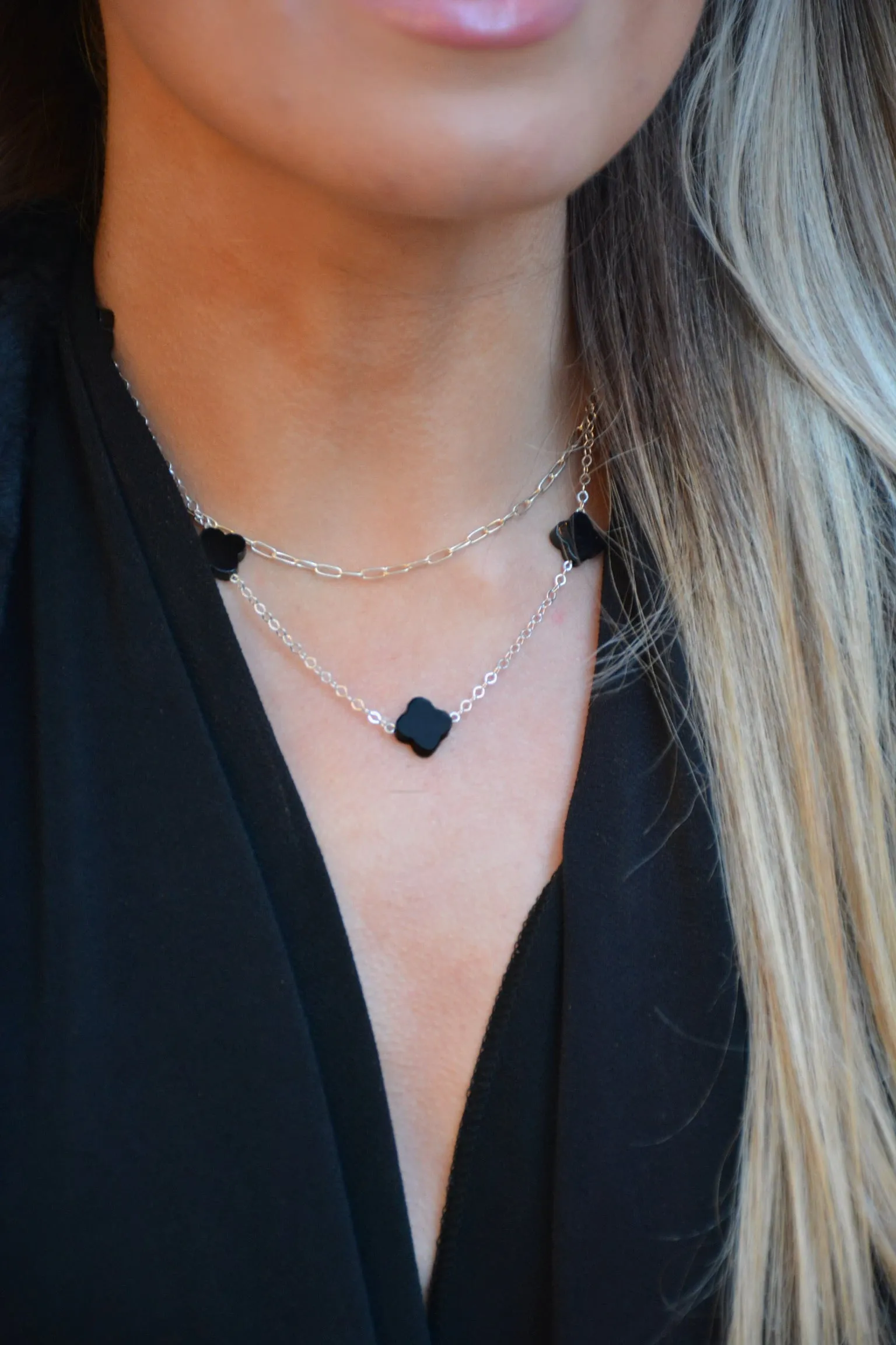 Payton Clover Choker - Onyx