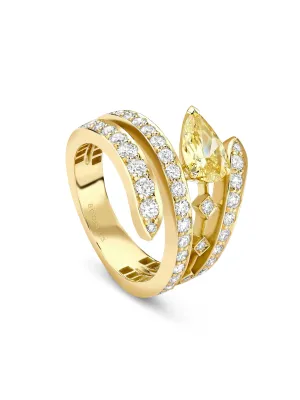 Peace of Mined Pear Yellow Diamond Yellow Gold Ring