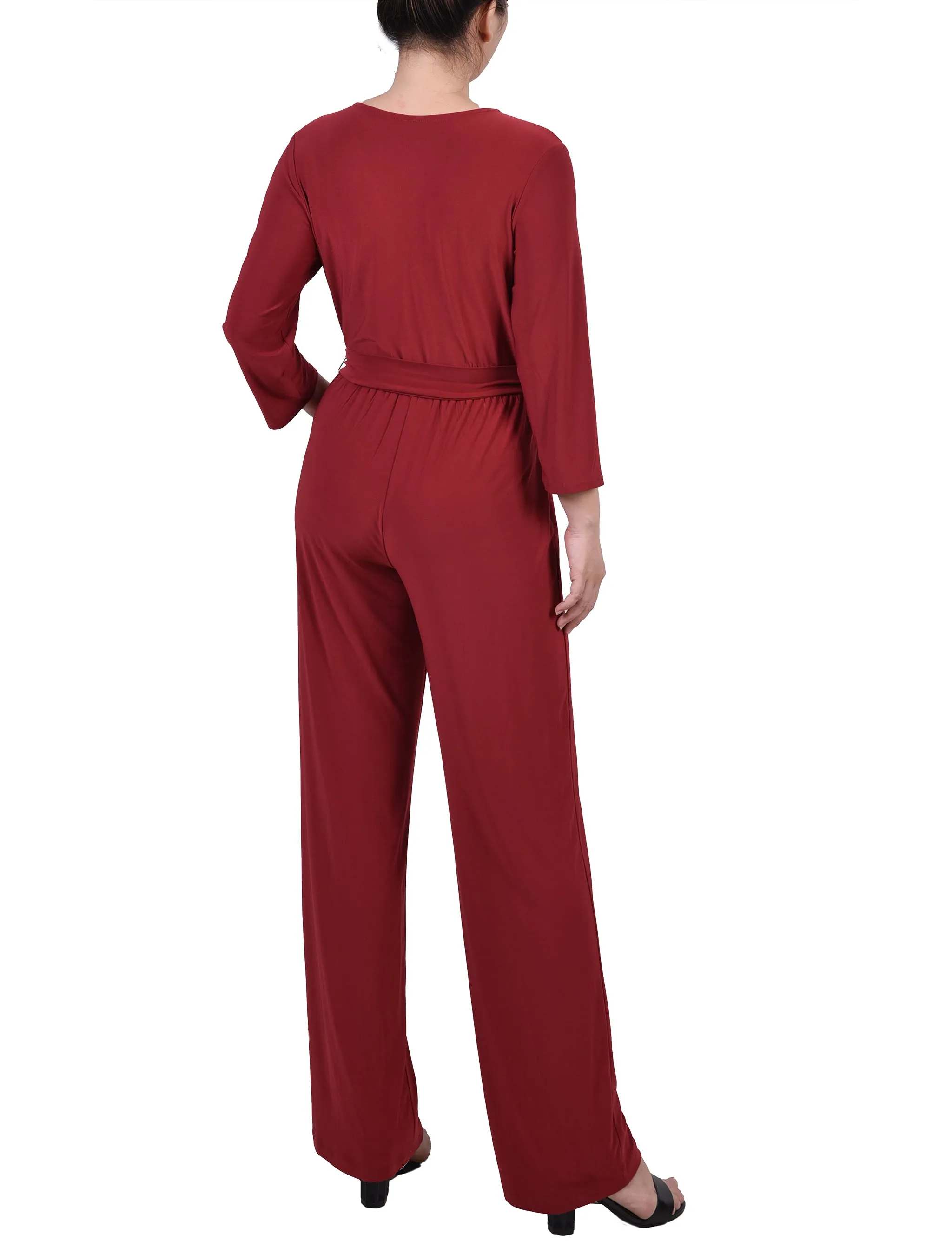 Petite Sleeveless Belted Jumpsuit