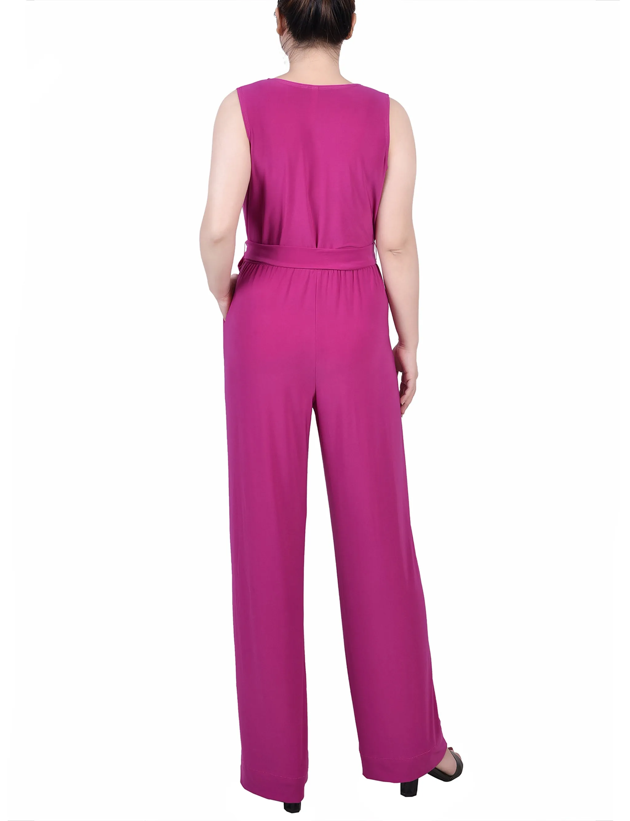 Petite Sleeveless Belted Jumpsuit