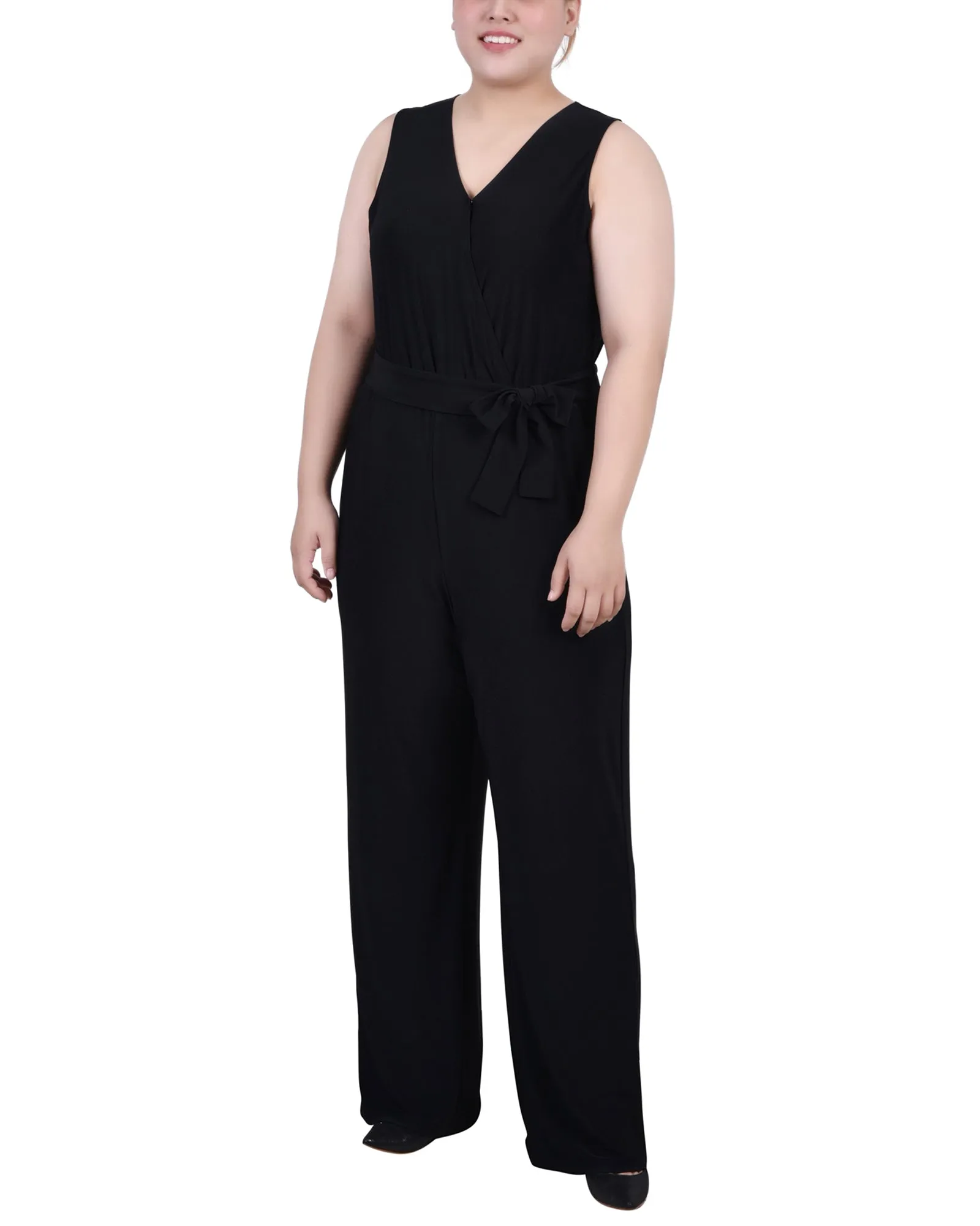 Plus Size Sleeveless Belted Jumpsuit