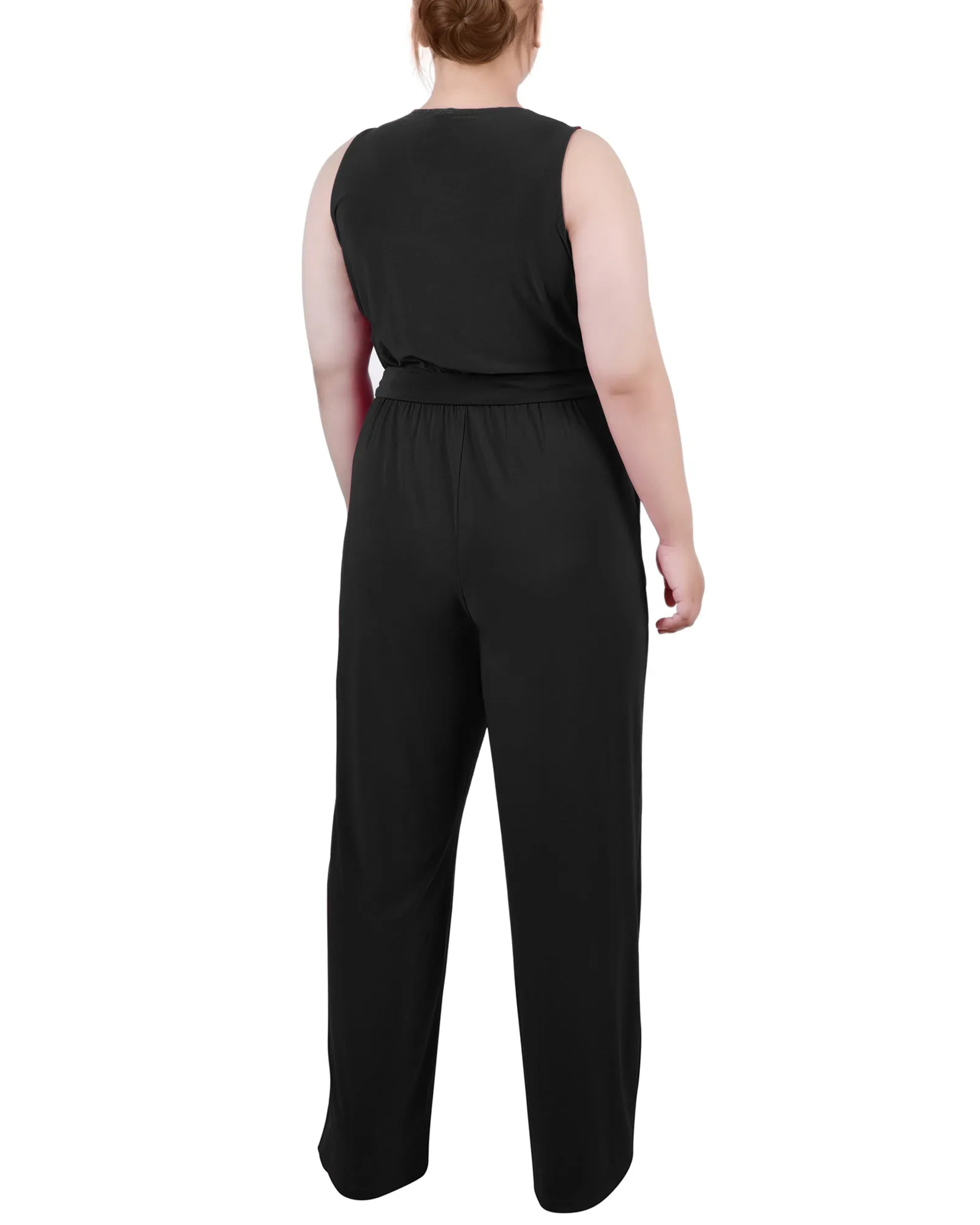 Plus Size Sleeveless Belted Jumpsuit