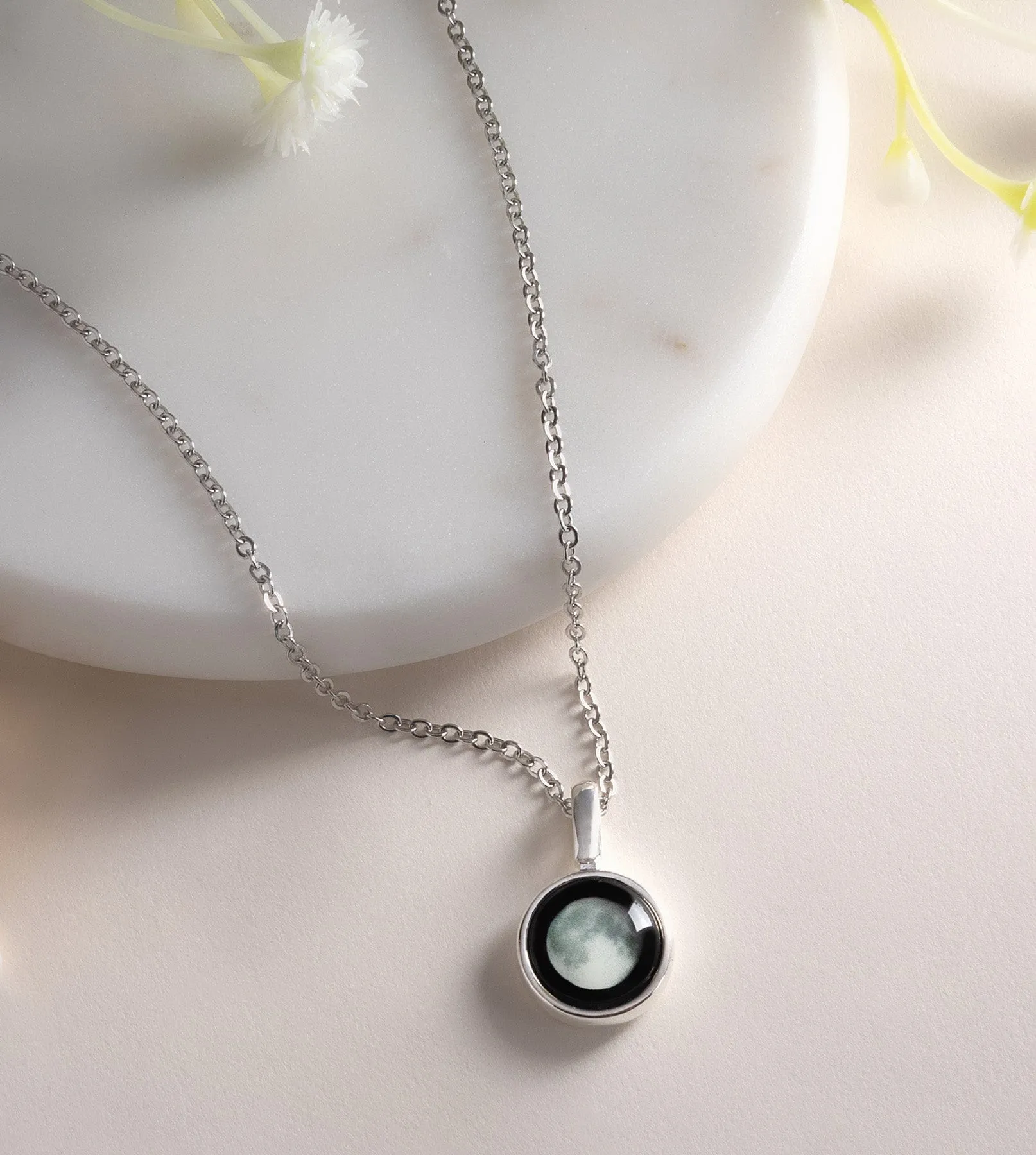 Sky Light Necklace and Luna Love ring bundle in silver