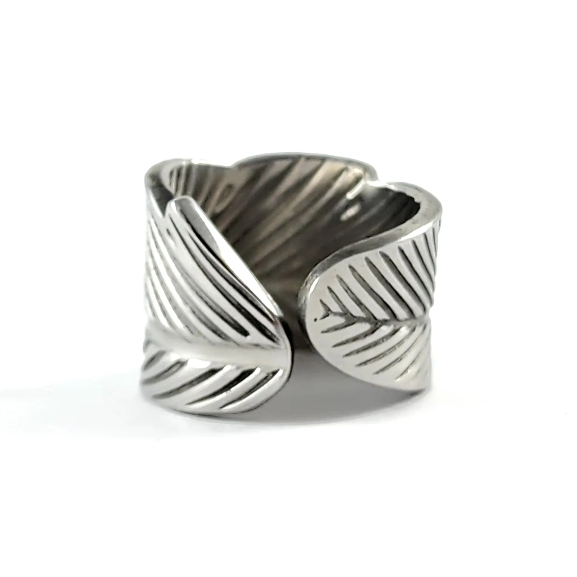 Stainless Steel Feather Spoon Ring