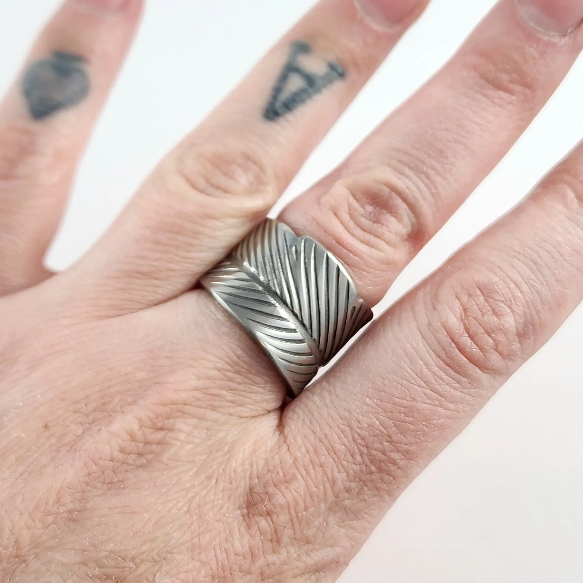 Stainless Steel Feather Spoon Ring