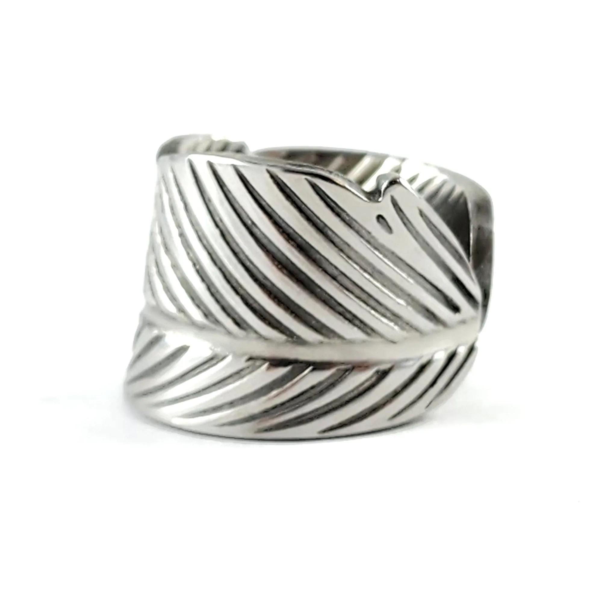 Stainless Steel Feather Spoon Ring