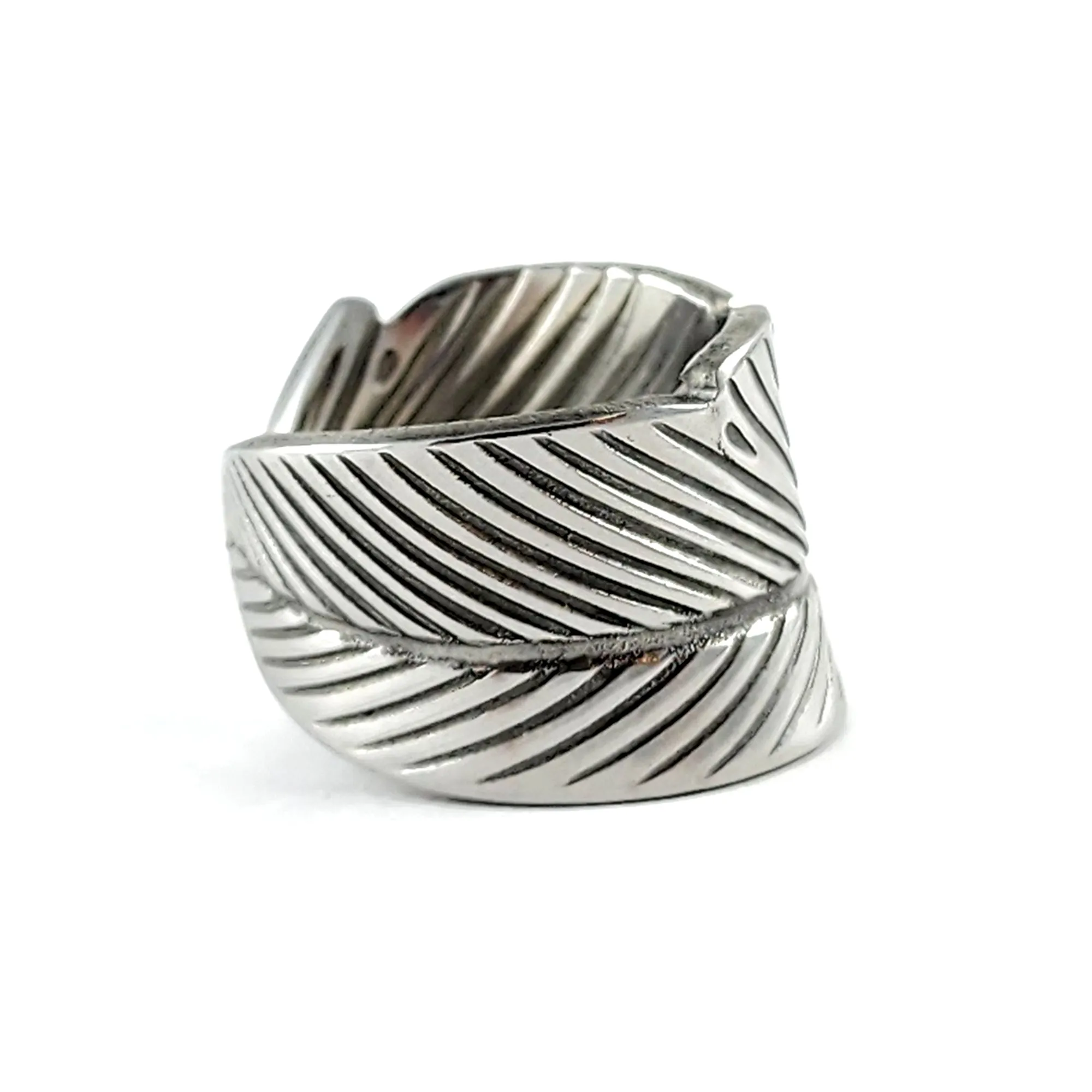 Stainless Steel Feather Spoon Ring