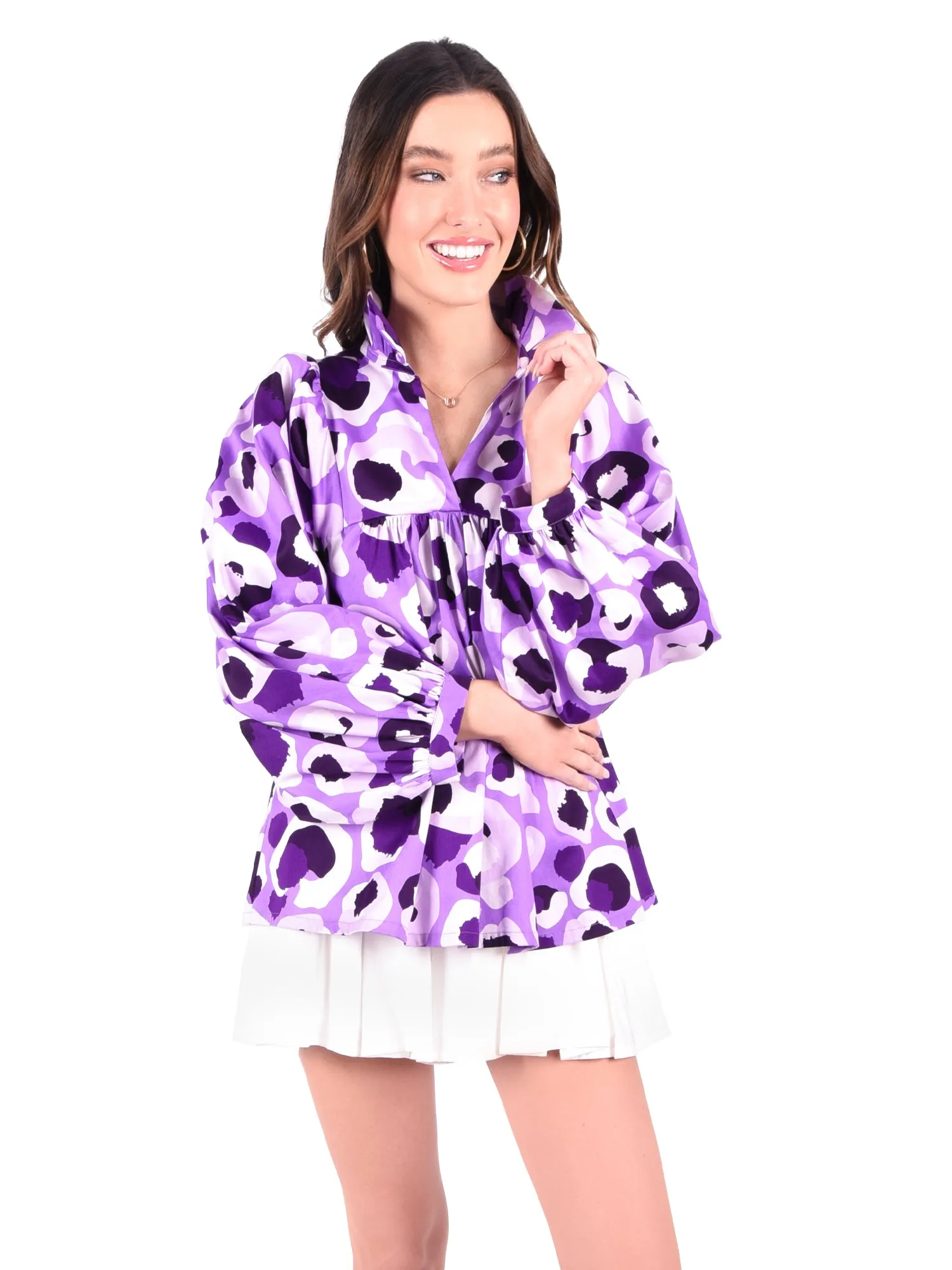 Stella Top - Purple Collegiate Cheetah