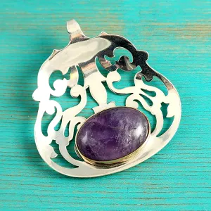 Sterling Silver Amethyst Bon Bon Spoon Pendant