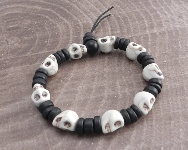 Stone Skull Bead Bracelet