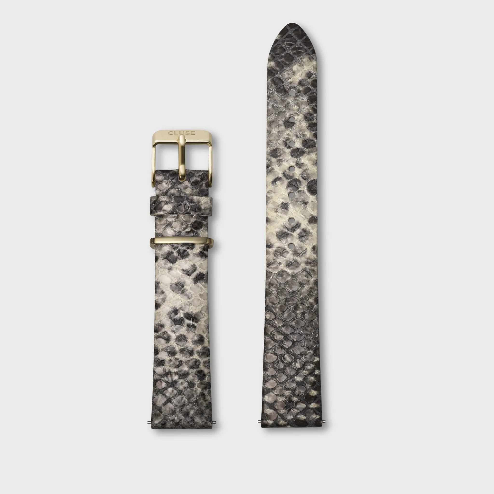 Strap 16 mm Leather Python Almond, Gold Colour