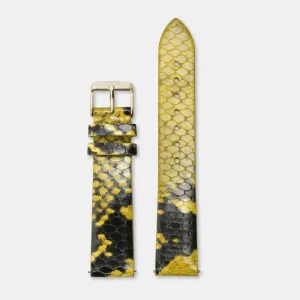 Strap 18 mm Leather Yellow Python, Gold Colour