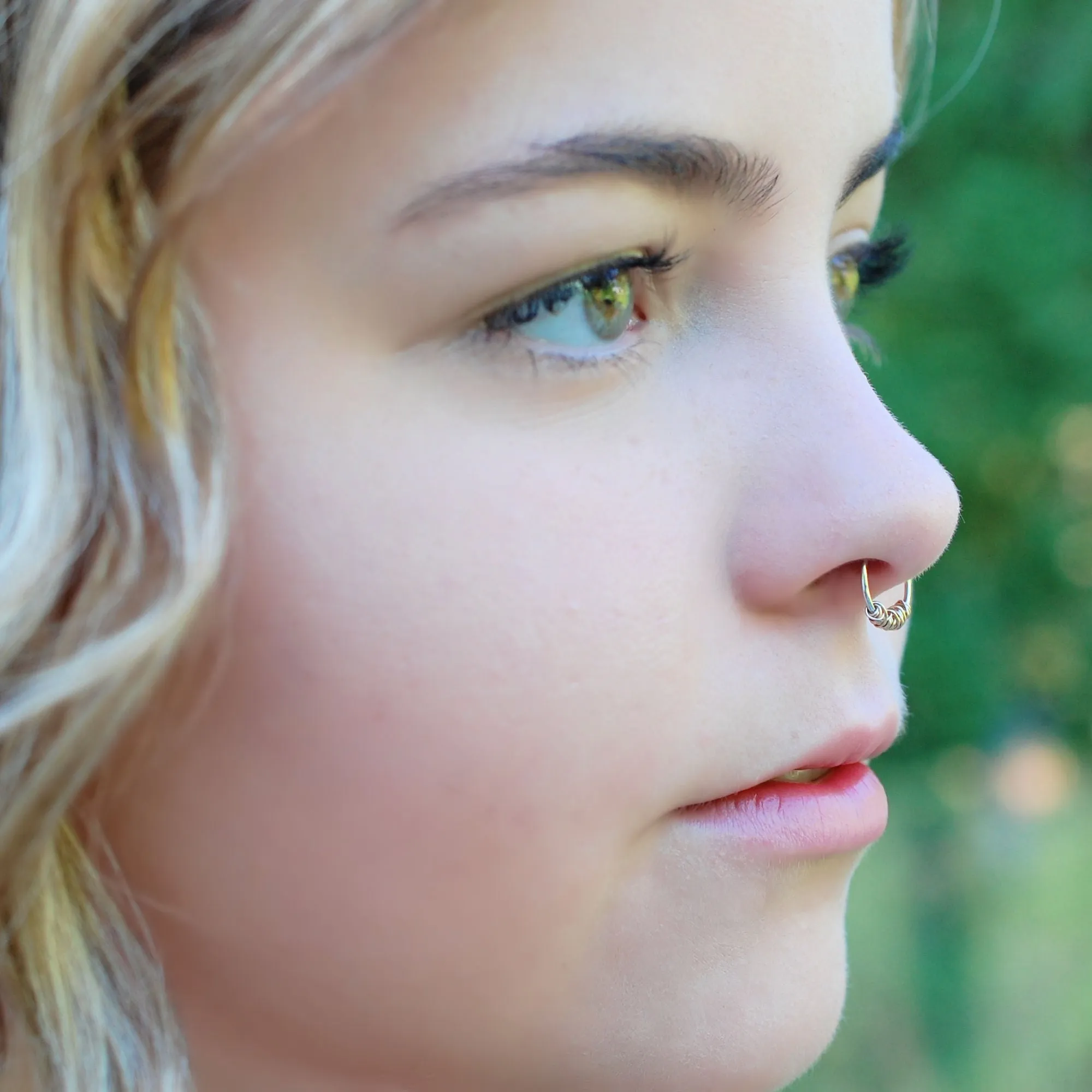 Tangled Gold on Silver Septum or Nose Ring