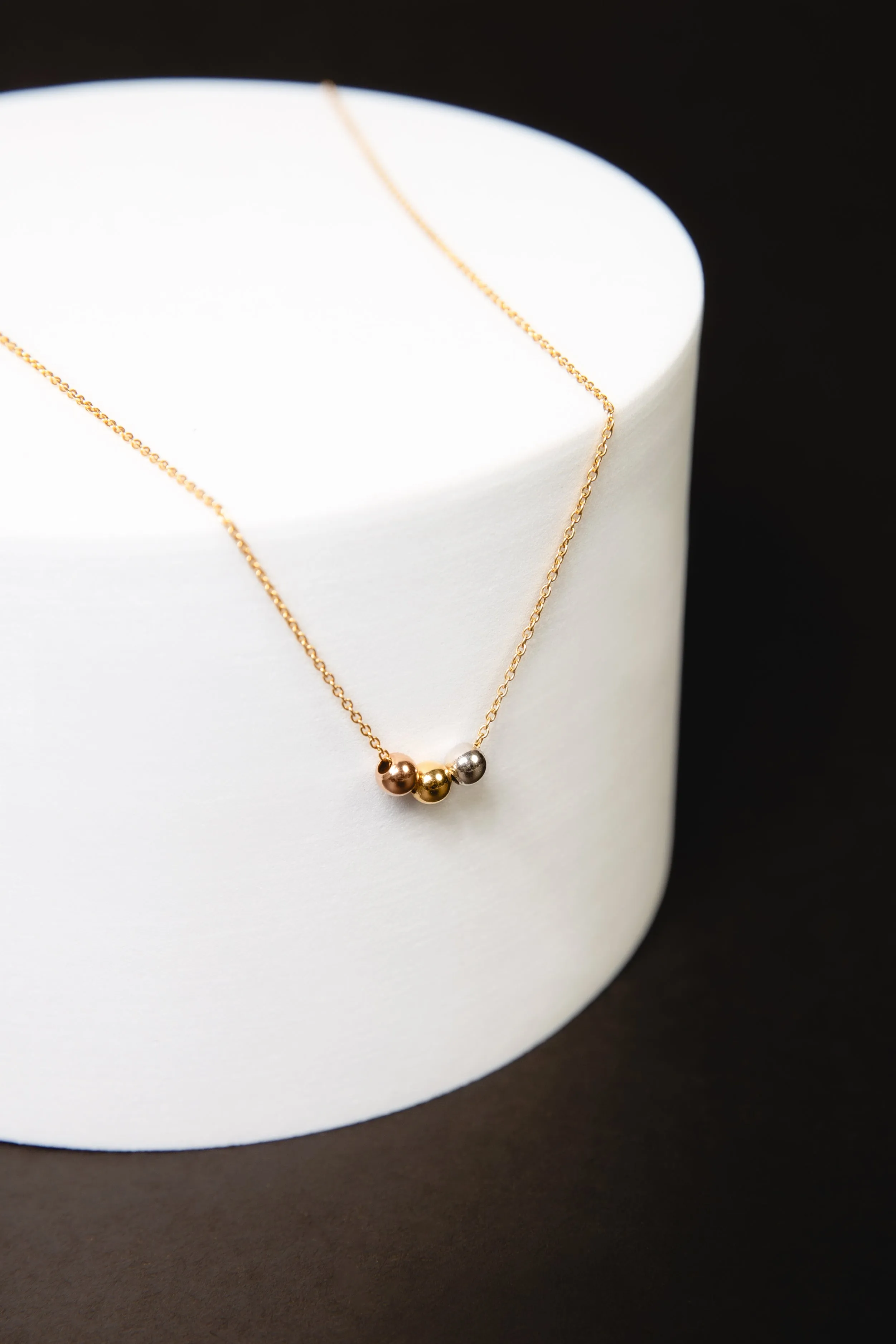 Triple Points Necklace, Solid Gold