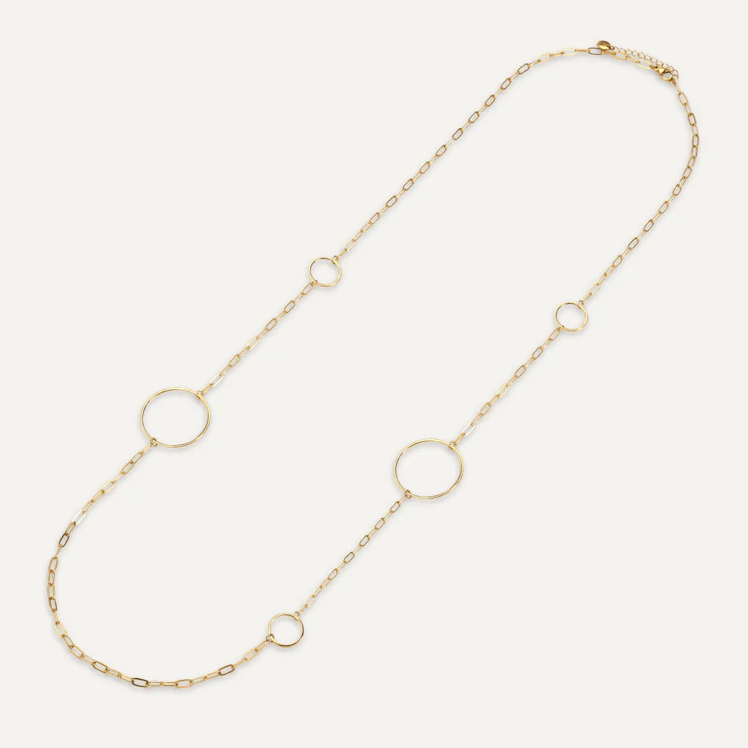 Vibes | Golden Circle Symphony Long Necklace | 18K Gold-Plated