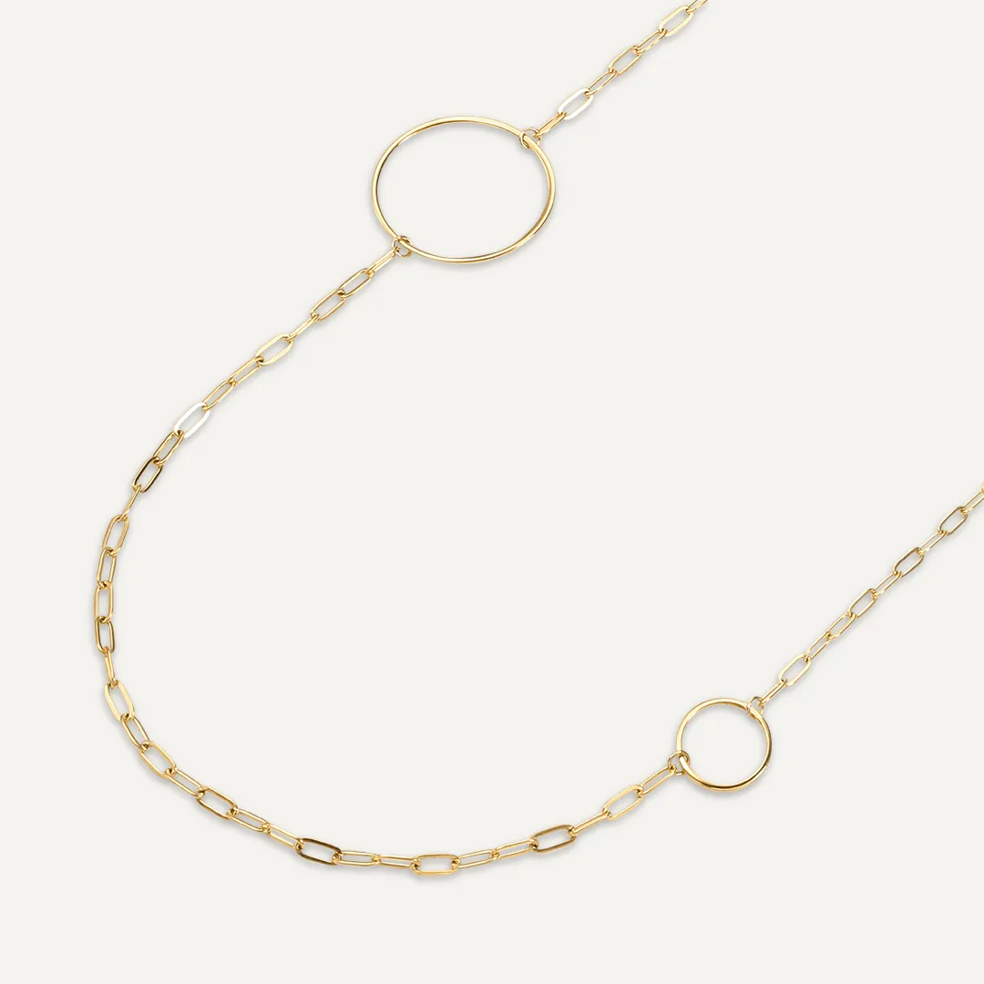 Vibes | Golden Circle Symphony Long Necklace | 18K Gold-Plated