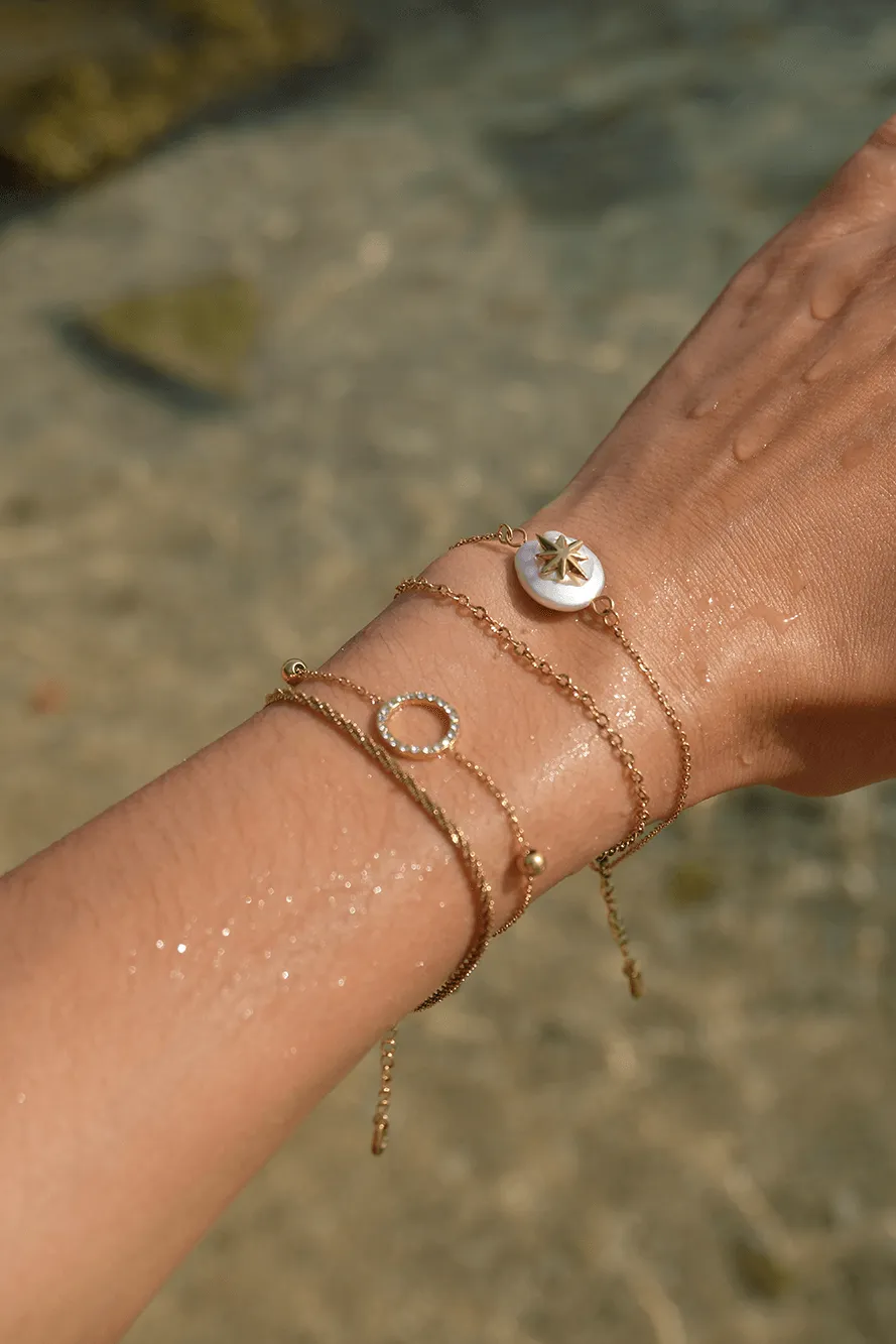 Vibes | Starry Pearl Clasp Bracelet | 18K Gold-Plated