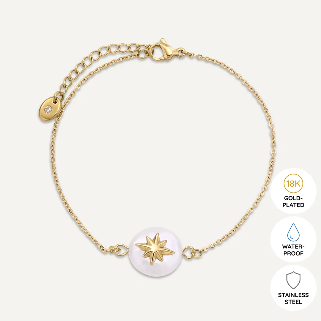 Vibes | Starry Pearl Clasp Bracelet | 18K Gold-Plated