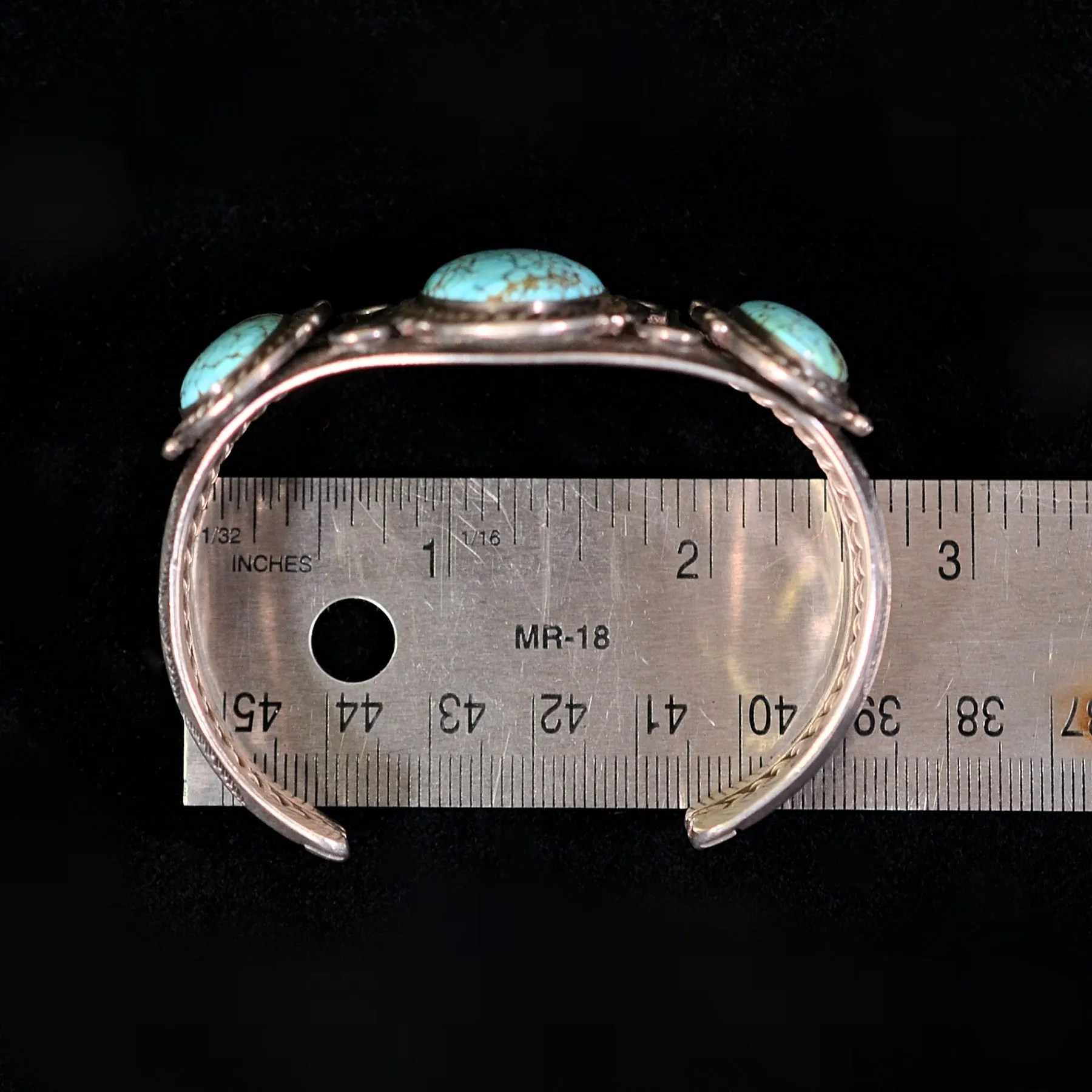 Vintage 1940s Navajo #8 Turquoise Silver Native American Cuff Bracelet 59.5 Grams